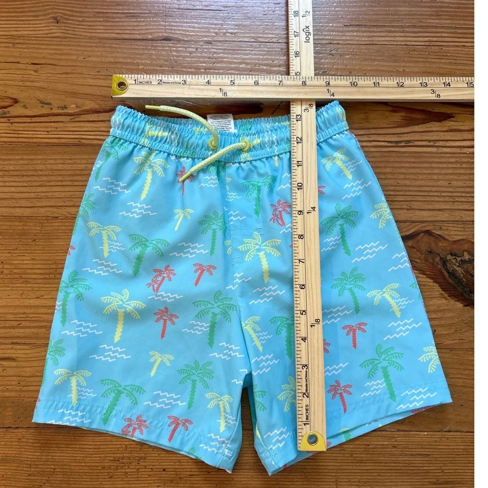 Wonder Nation Swim Trunks Kids Blue Palm Tree Board Shorts SIZE 5T‎